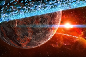 红色星球太阳宇宙海报背景