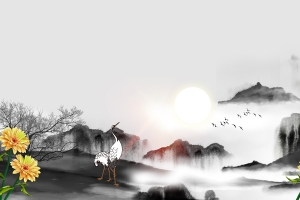 水墨手绘菊花背景图