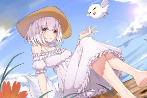 女孩 一瞥 帽子 夏天 动漫 4k壁纸 3840x2160