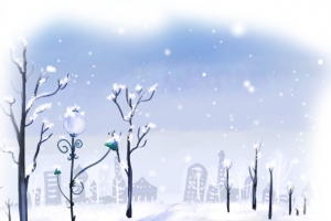 动漫浪漫场景雪景