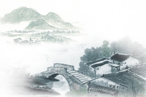 水墨画村庄