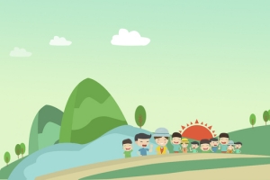 春天小学生春游卡通童趣绿色banner
