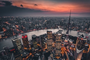 夜之城 鸟瞰图 灯光之城 概览 上海 中国 4k壁纸 3840x2160