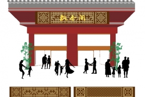 仿古典餐饮门头设计