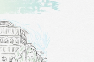 矢量手绘素描线描城市建筑banner