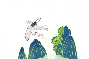 国潮 仙鹤 远山 仙气
