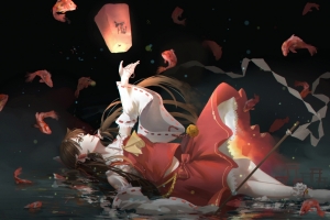 动漫美女,裙子,鱼,花灯,4K动漫壁纸