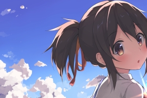 天空云可爱动漫女生4K壁纸