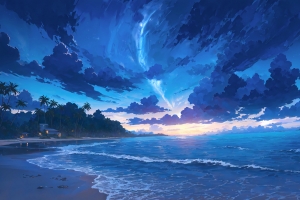 天空云与海边海水2880x1800高清风景壁纸免费下载