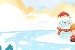 冬天背景图雪人卡通元素图