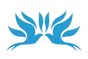 一对蓝色对称的燕子标志