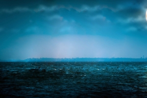 夜景海景月亮风景背景