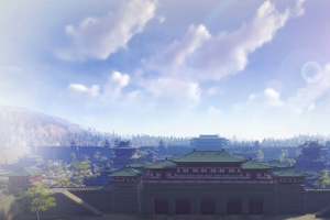 中国风古城海报背景