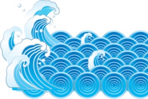 蓝色卡通波浪浪花手绘