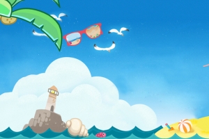 简约蓝天夏季西瓜banner