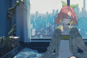 窗边小憩 可爱女生 3440x1440带鱼屏动漫壁纸