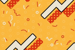 红黄色趣味几何孟菲斯banner