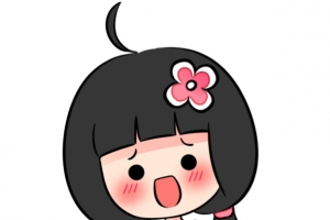 卡通脸红马尾小女孩