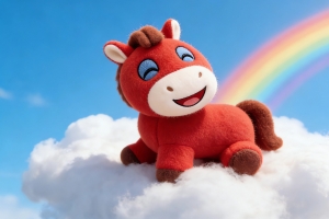 开心马与云朵彩虹天空4K高清壁纸3840x2160免费下载