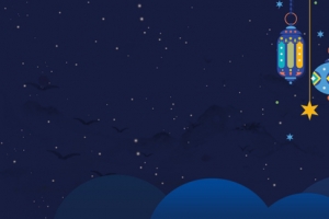 中秋节文艺小清新玉兔卡通蓝色banner