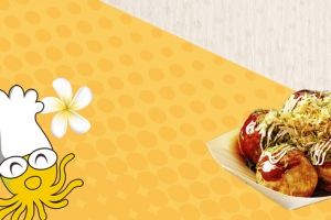 章鱼小丸子卡通手绘黄色banner