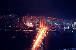 夜城 鸟瞰图 建筑 桥梁 背光 建筑 4k壁纸 3840x2160