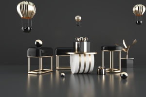 C4D，黑金，舞台，高端