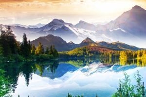 美丽的湖泊高山风景4k壁纸