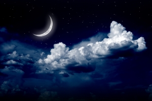 夜晚 月亮 月光 明月 云 星星 4K风景壁纸