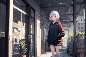 女孩 连帽衫 短裤 动漫 艺术 4k壁纸 3840x2160
