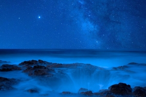 大海 海岸 星空 夜间 4k壁纸 3840x2160