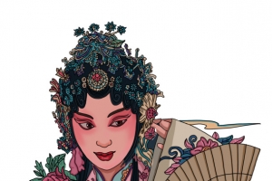 戏剧国潮、国粹旦角头像插画