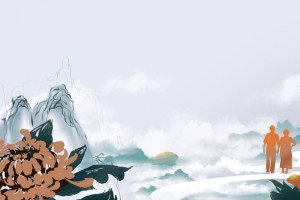 水墨菊花山水背景图