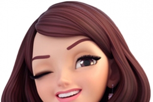 卡通开心美女手绘