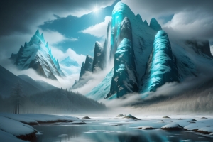 冰山 雪山 河流 树林 太阳 云 风景4k壁纸