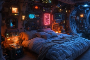 宇宙窗景 科幻卧室 个性房间3440x1440带鱼屏壁纸