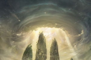 山峰圆形云层海报背景