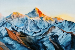 太阳照在雪山上
