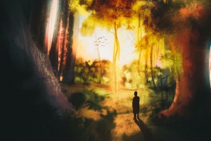 孤独 孤独 森林 油漆 画布 艺术 4k壁纸 3840x2160