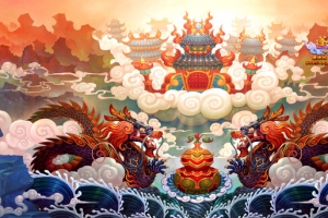 中国风神话场景祥云神龙