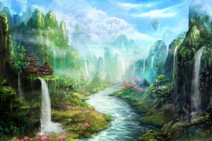 山水画立绘风格人间仙境