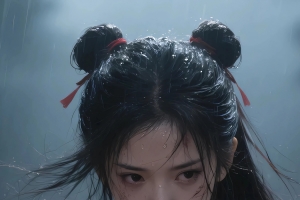 武侠风 古装美女手持宝剑 雨中 4K手机壁纸全屏