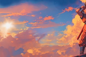 悟空 天空 云3840x1080动漫双屏壁纸