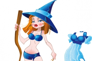比基尼女巫手拿魔棒