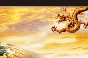 中国风云海龙纹图腾金色背景素材
