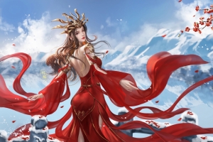 美杜莎 红色裙子 回头 高清4k壁纸