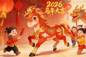 2026马年大吉 灯笼 小孩子们 舞龙 新年节日喜庆 4k壁纸