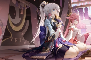 神里绫华 八重神子 原神 高清 3440x1440 带鱼屏 壁纸