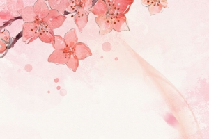 唯美粉色手绘桃花教师节海报背景psd