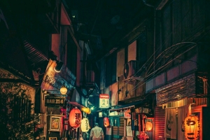 清新小巷夜景